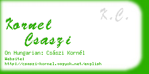 kornel csaszi business card